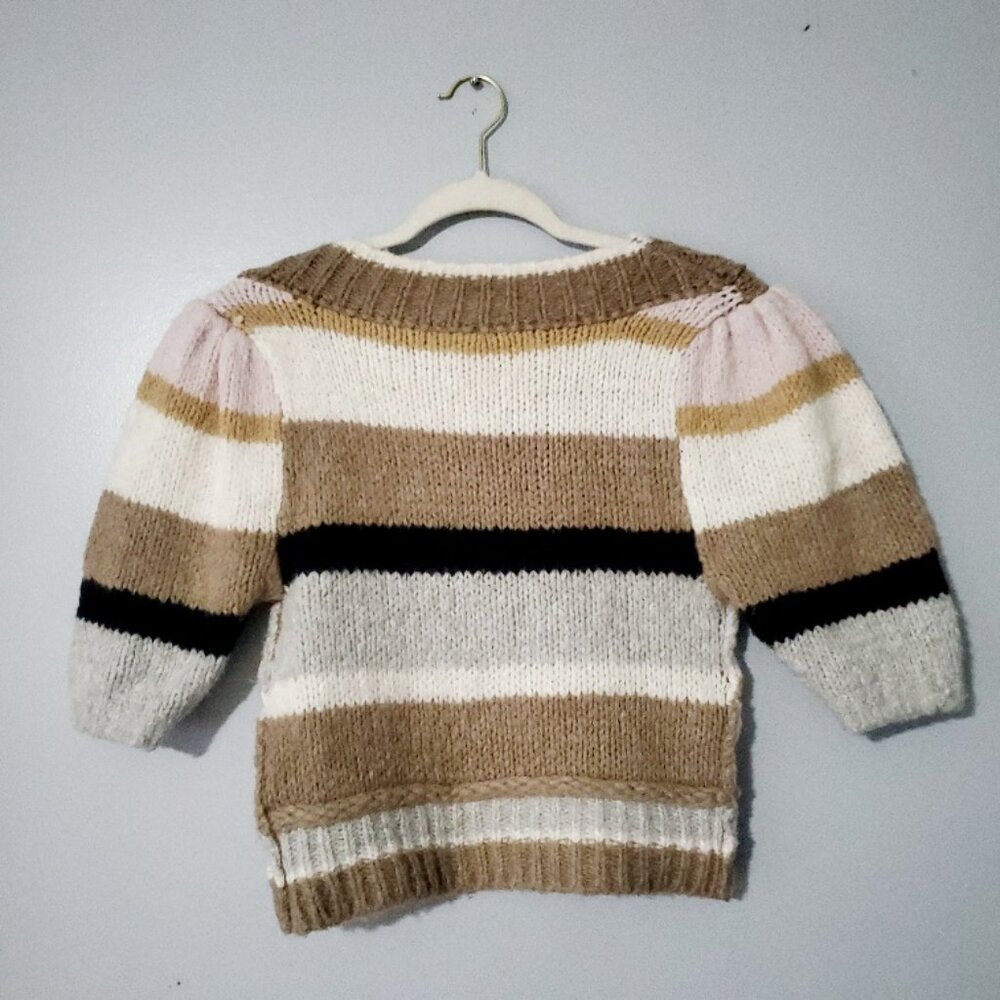 Free People Foxy Stripe Pullover Sweater Puff Sleeve Size XS Cozy Crew Neck - Picture 8 of 8